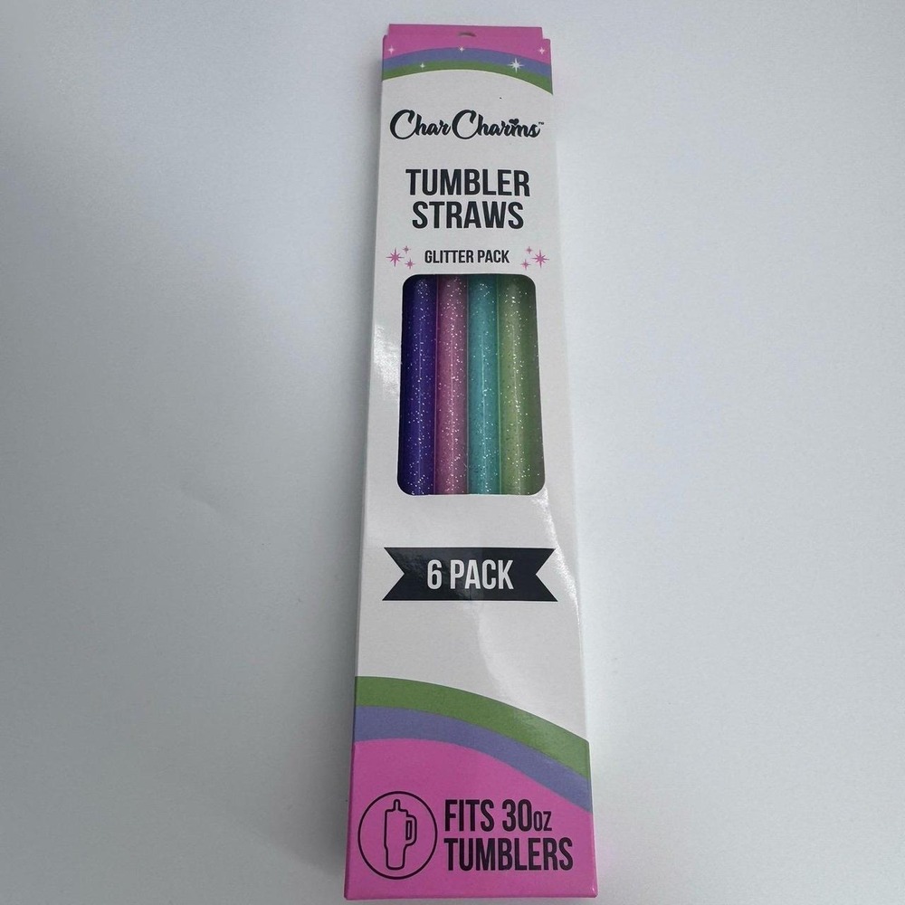 CHARCHARM GLITTER TUMBLER STRAWS 6- PK/ 30oz